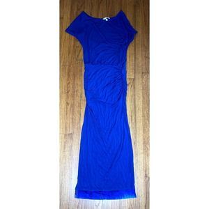 Victorias Secret Short Sleeve Blue Long Dress With Sheer Accent Size Small